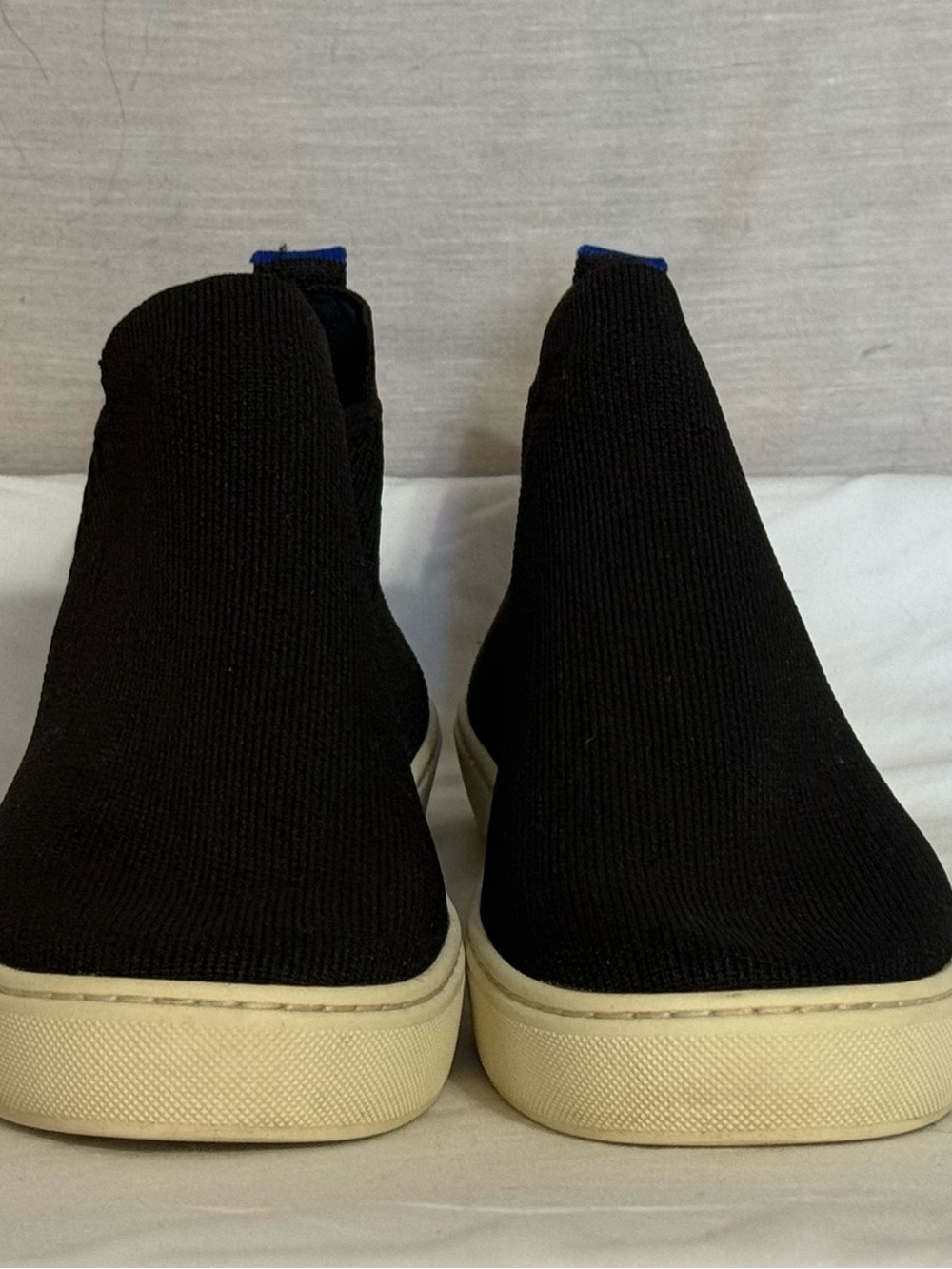 Rothy’s The Chelsea Black Knit Ankle Boots Size 7